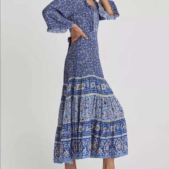 Blue Floral Square-Neck Women’s Dress - Picture 7 of 10